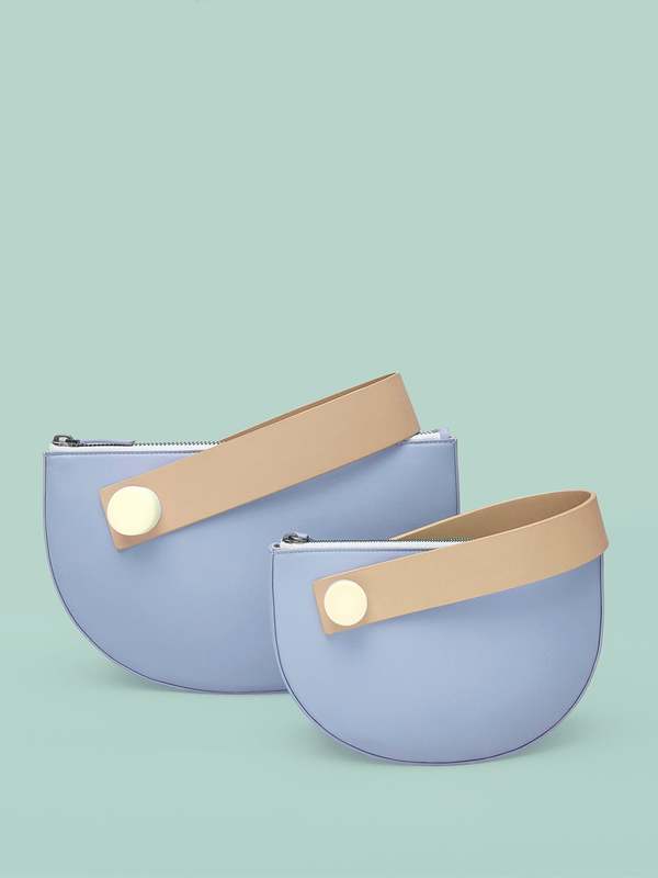 Matter Matters Half Moon Clutch - Light Blue/Tan Matter Matters Half Moon Clutch - Light Blue/Tan
