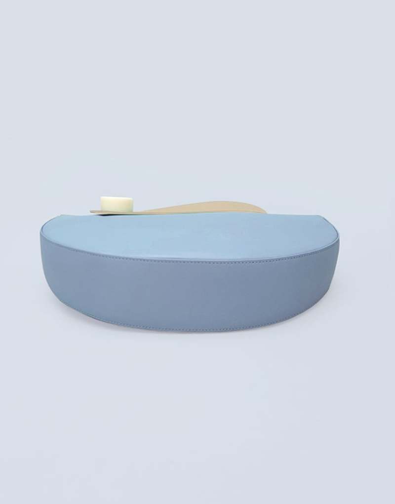 Matter Matters Half Moon Clutch - Light Blue/Tan