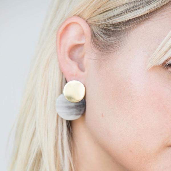 SOKO Horn Coin Contrast Earrings - Brass SOKO Horn Coin Contrast Earrings - Brass