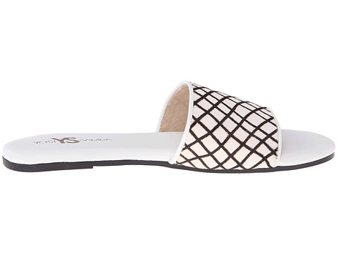 Yosi Samra Reese Linear Hair Calf Slide in White Yosi Samra Reese Linear Hair Calf Slide in White