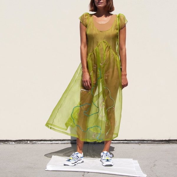 Collina Strada Sequin Mariposa Dress - Green Organza | Garmentory