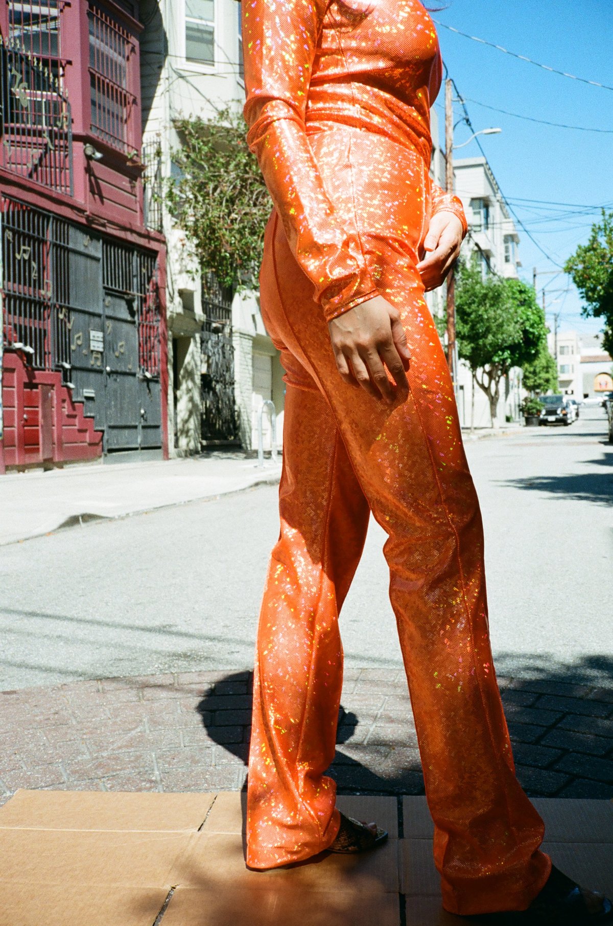 SAKS POTTS Lissi Shimmer Pant - Orange Shimmer | Garmentory