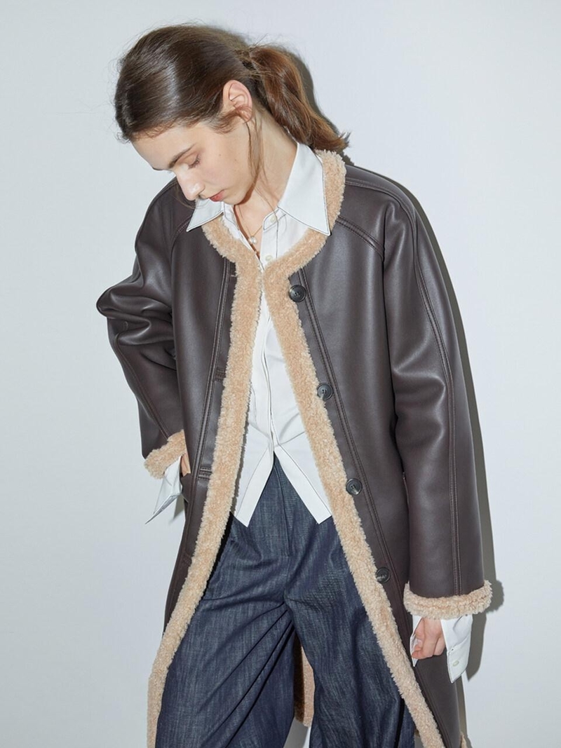 ジャケット・アウター CoiWIRROW / Banboo linen  over coat BEIZIRU Women's Real Raccoon Fur Coat Winter Long Sleeve