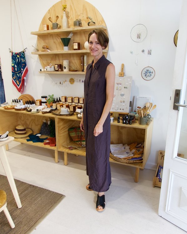 country road purple dress