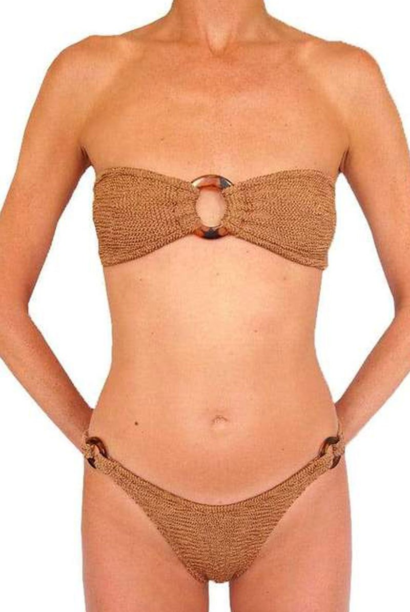 Hunza G GLORIABIKINILLICCRINKLELLICCOCOA 関税送料込 Hunza G Gloria Bikini Metallic Cocoa GLORIA - Free Shipping