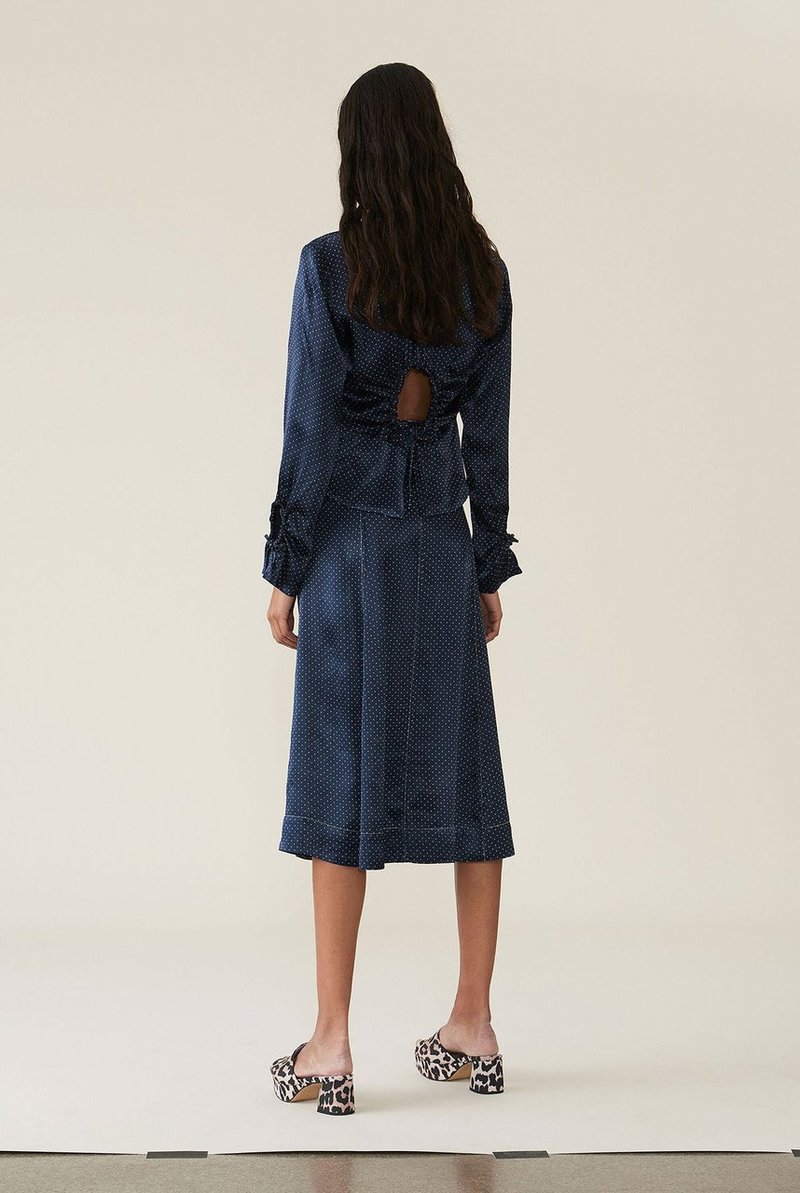 Ganni Heavy Satin Blouse - Blue | Garmentory