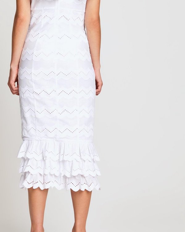 alice mccall white midi dress ALICE MCCALL Ziggy Midi Dress - White