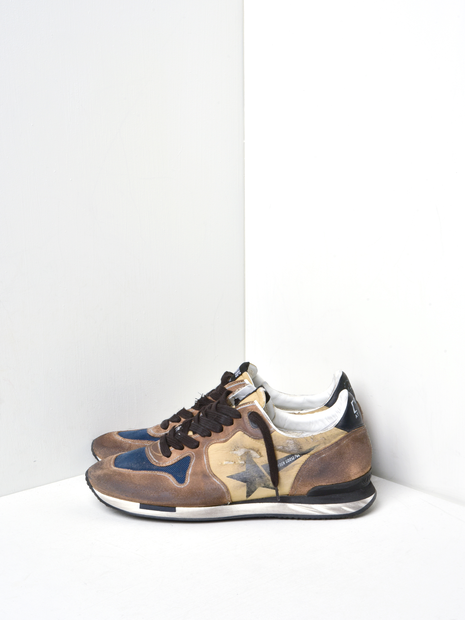 golden goose camo running sneakers