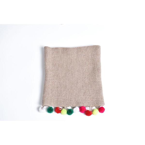Kids Cabbages & Kings Double Wrap Infinity Pom Scarf - Oatmeal Kids Cabbages & Kings Double Wrap Infinity Pom Scarf - Oatmeal
