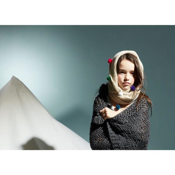 Kids Cabbages & Kings Double Wrap Infinity Pom Scarf - Oatmeal Kids Cabbages & Kings Double Wrap Infinity Pom Scarf - Oatmeal