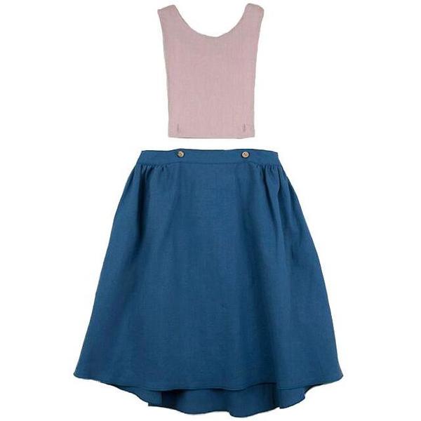 kids popelin removable and reversible bib dress - blue | Garmentory