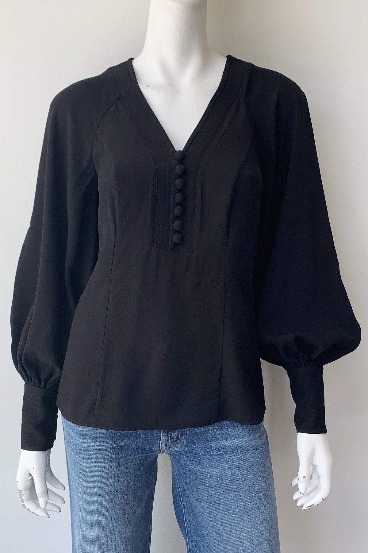 Zimmermann Espionage Billow Sleeve Blouse - Black - Image 2 of 4