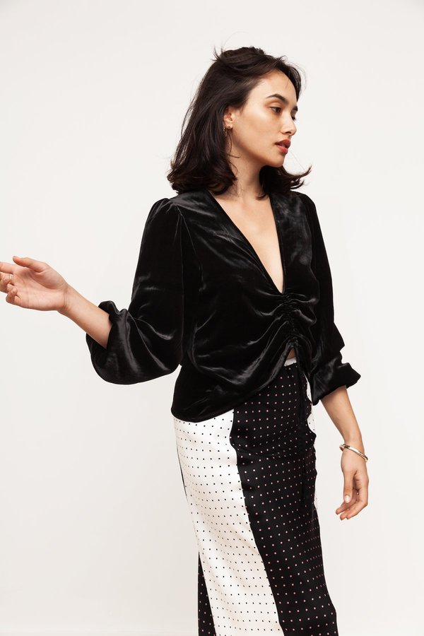 BEFORE MARCH Oliver Blouse - Black Silk Velvet BEFORE MARCH Oliver Blouse - Black Silk Velvet
