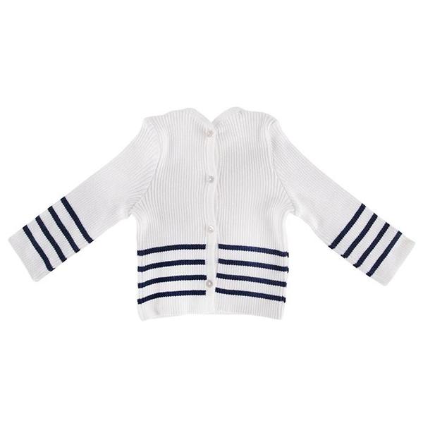 Kids Pequeno Tocon Baby Sweater - Cream/Navy Blue Stripes Kids Pequeno Tocon Baby Sweater - Cream/Navy Blue Stripes