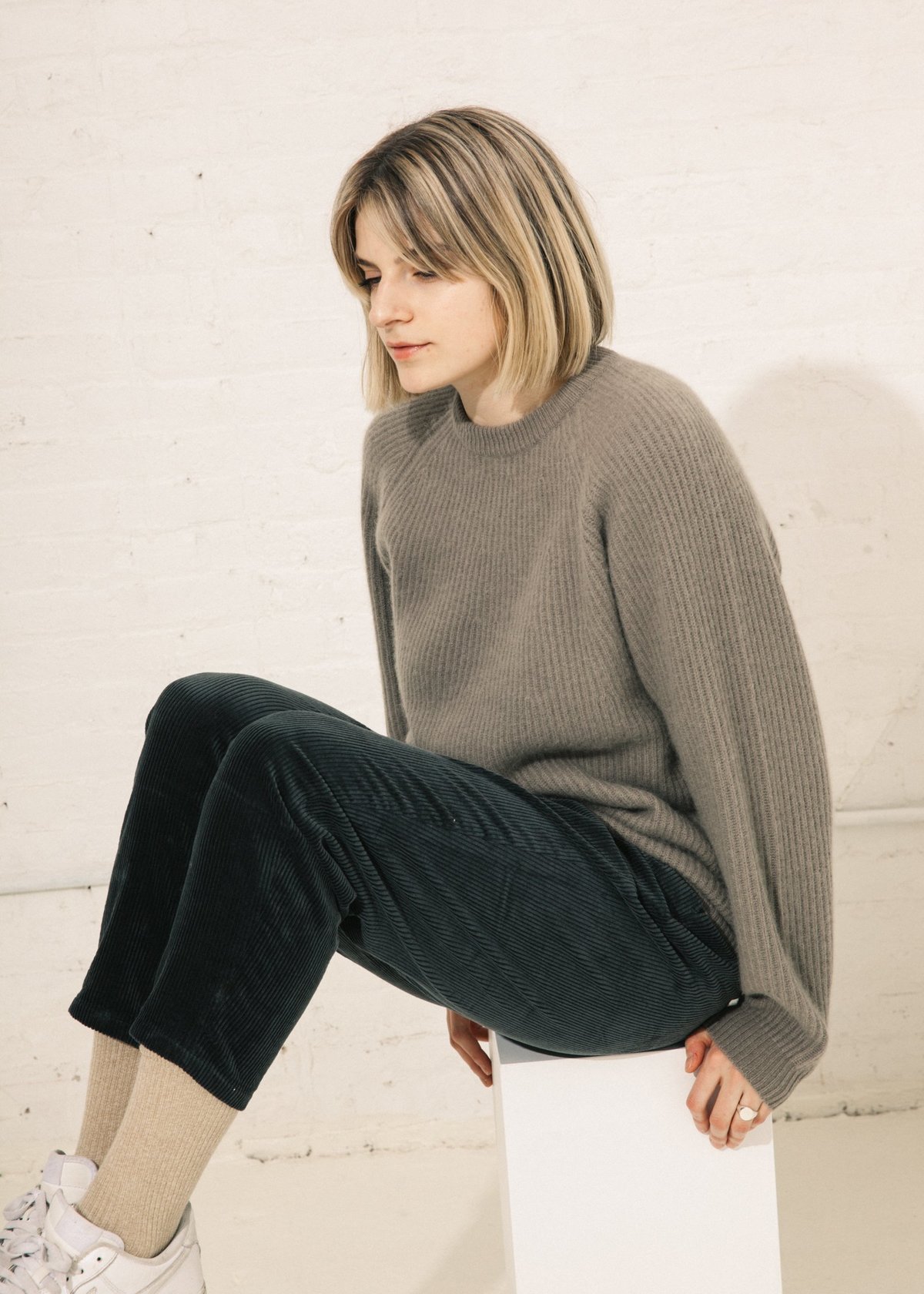 トップス Steven Alan GASS CREW NECK BORDER KNIT Steven Alan Japan Bold Knit Crew Neck - Olive | Garmentory