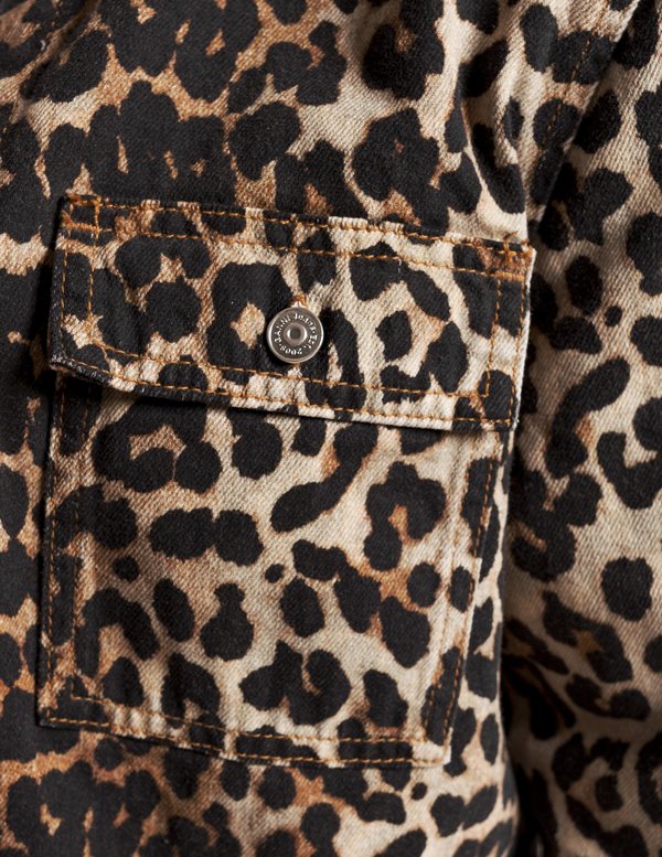 Ganni Print Denim Jacket - Leopard | Garmentory
