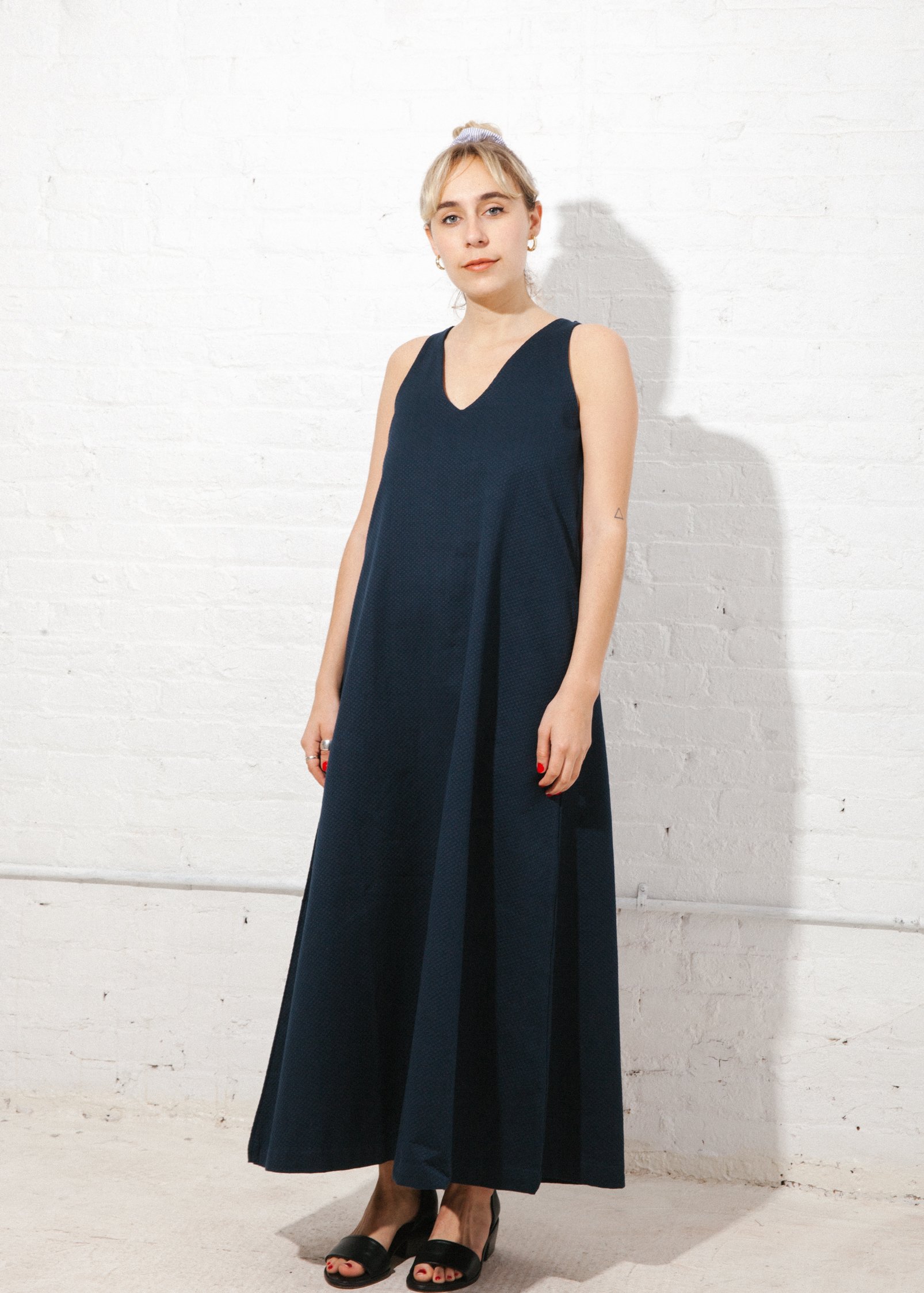 Knotted Tie Dress - Navy | Garmentory