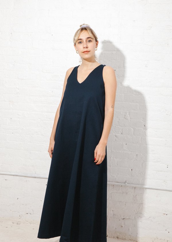 Knotted Tie Dress - Navy | Garmentory