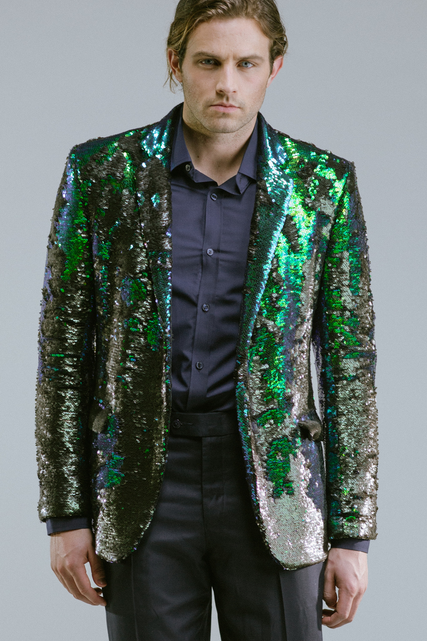 Any Old Iron Peacock Sequin Blazer | Garmentory