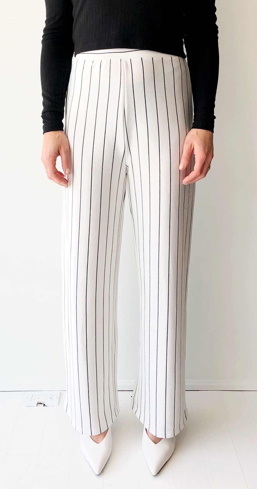 NA-KD stripe pants white/black Garmentory