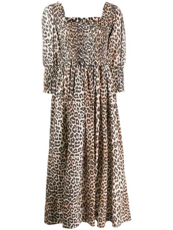 ganni cotton silk leopard dress - Womens dresses Color:Other Colors(Leaving a note) WK1Boost-US Buy Reiss Champagne Neutral puff sleeves