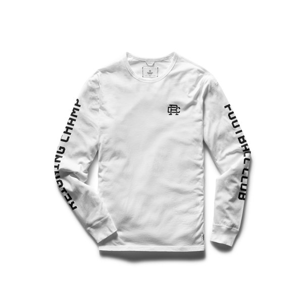 Reigning Champ Pima Jersey RCFC Long Sleeve - White Reigning Champ Pima Jersey RCFC Long Sleeve - White