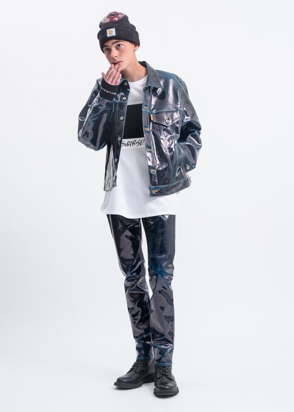 UNISEX Doublet Blue Coating Denim Pants - BLUE | Garmentory