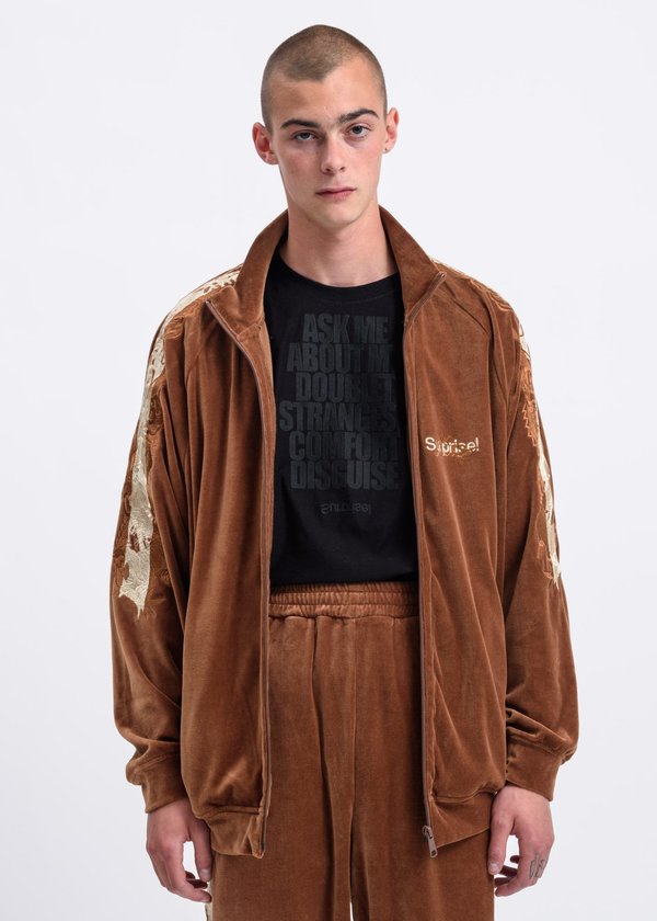 Doublet Lined Chaos Embroidery Track Jacket - Camel | Garmentory