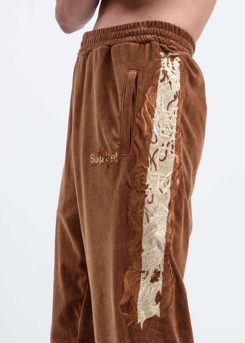 Doublet Lined Chaos Embroidery Track Pants - Camel | Garmentory