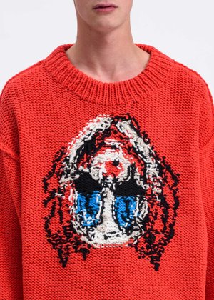 Doublet Hand Knitting Jacquard Pullover - Red | Garmentory