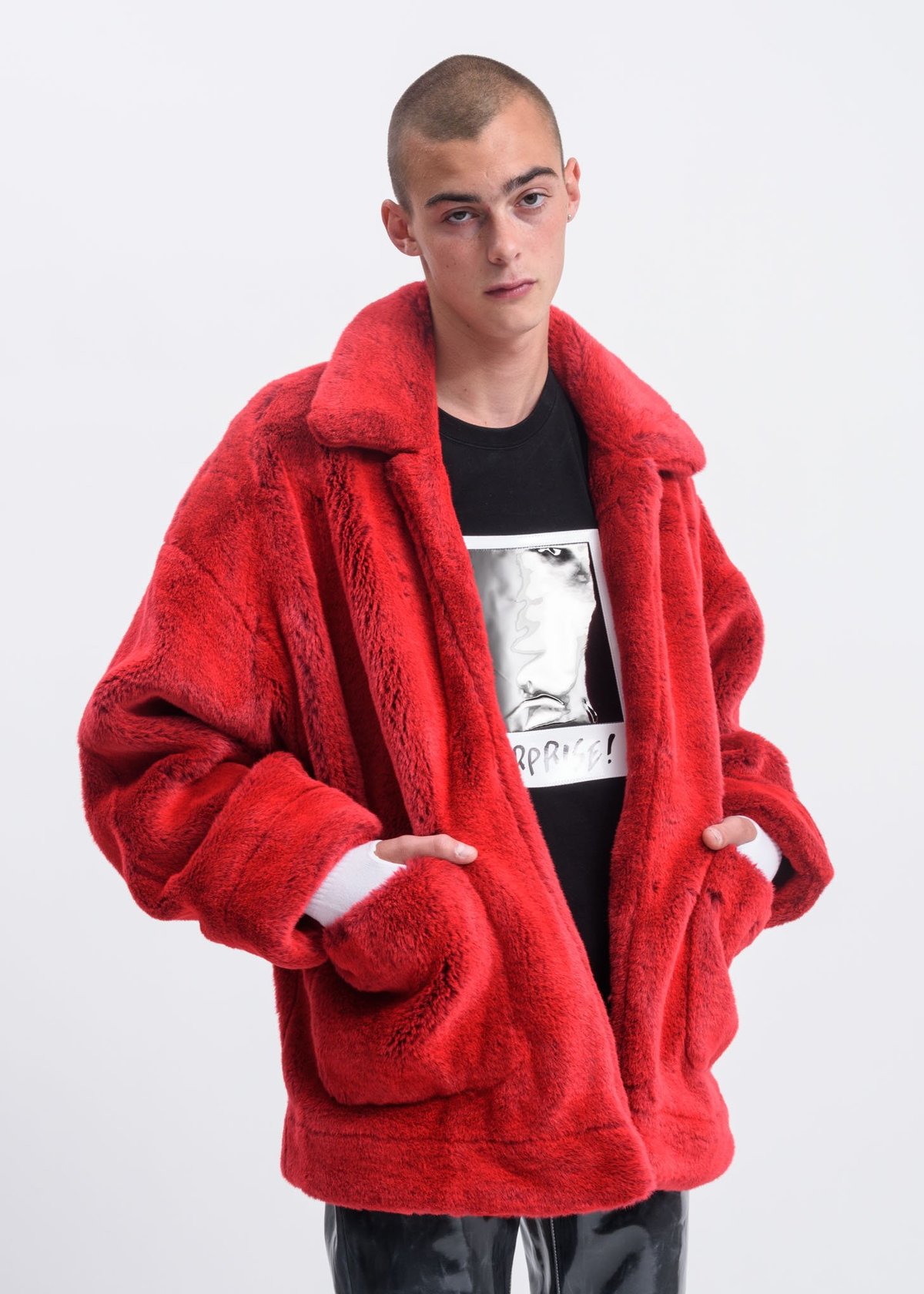 Doublet Hand Painted Fur Jacket - Red | Garmentory