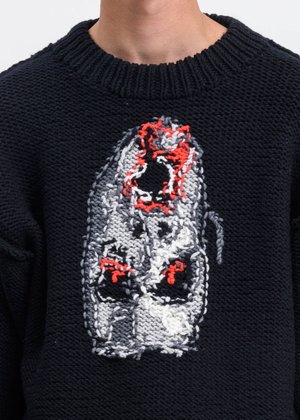 Doublet Black Hand Knitting Jacquard Pullover - black | Garmentory