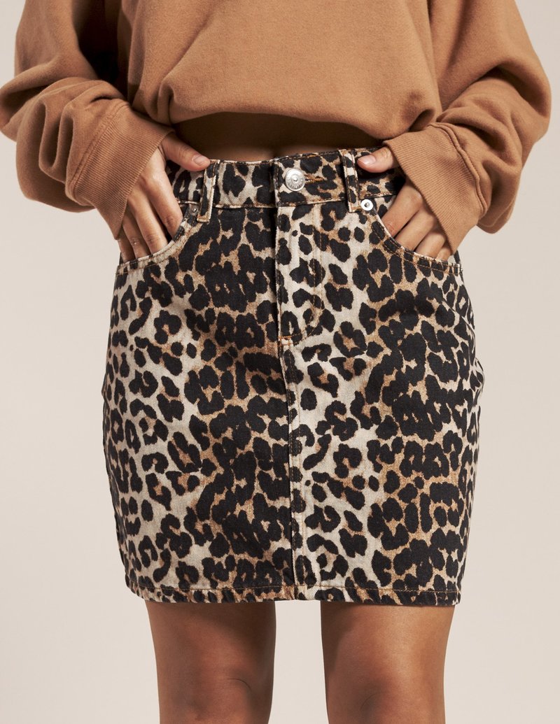 Ganni Print Denim Skirt - Leopard | Garmentory