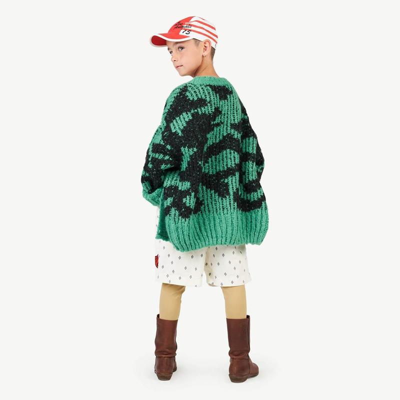 Kids The Animals Observatory Arty Raccoon Cardigan - Green/Black