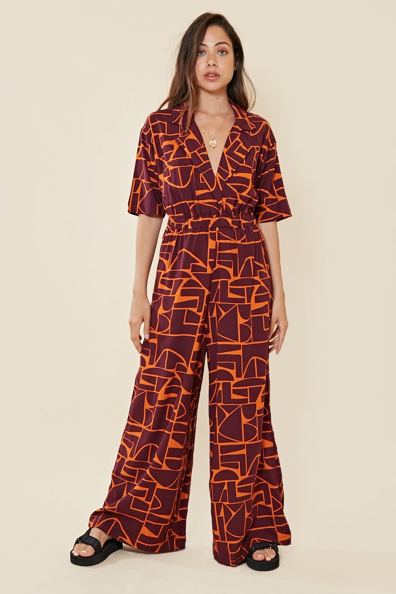Native Youth THE RENNIE JUMPSUIT - burgundy/orange | Garmentory