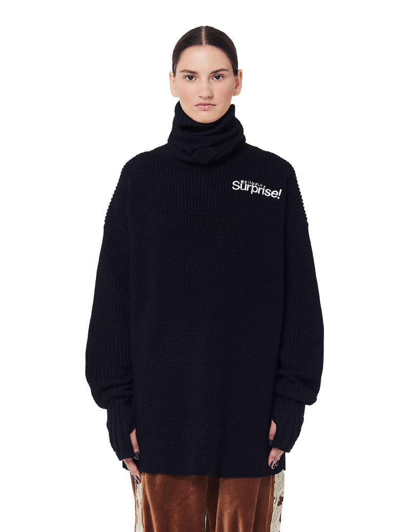 Doublet Surprise Wool Balaclava Sweater - black | Garmentory