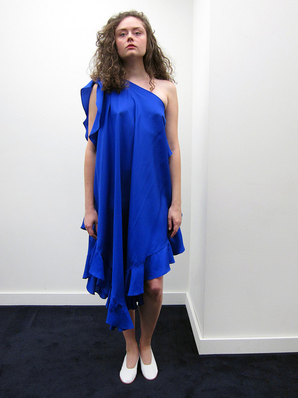 Electric Feathers Convertible Ruffled Kaftan | Royal Blue | Garmentory