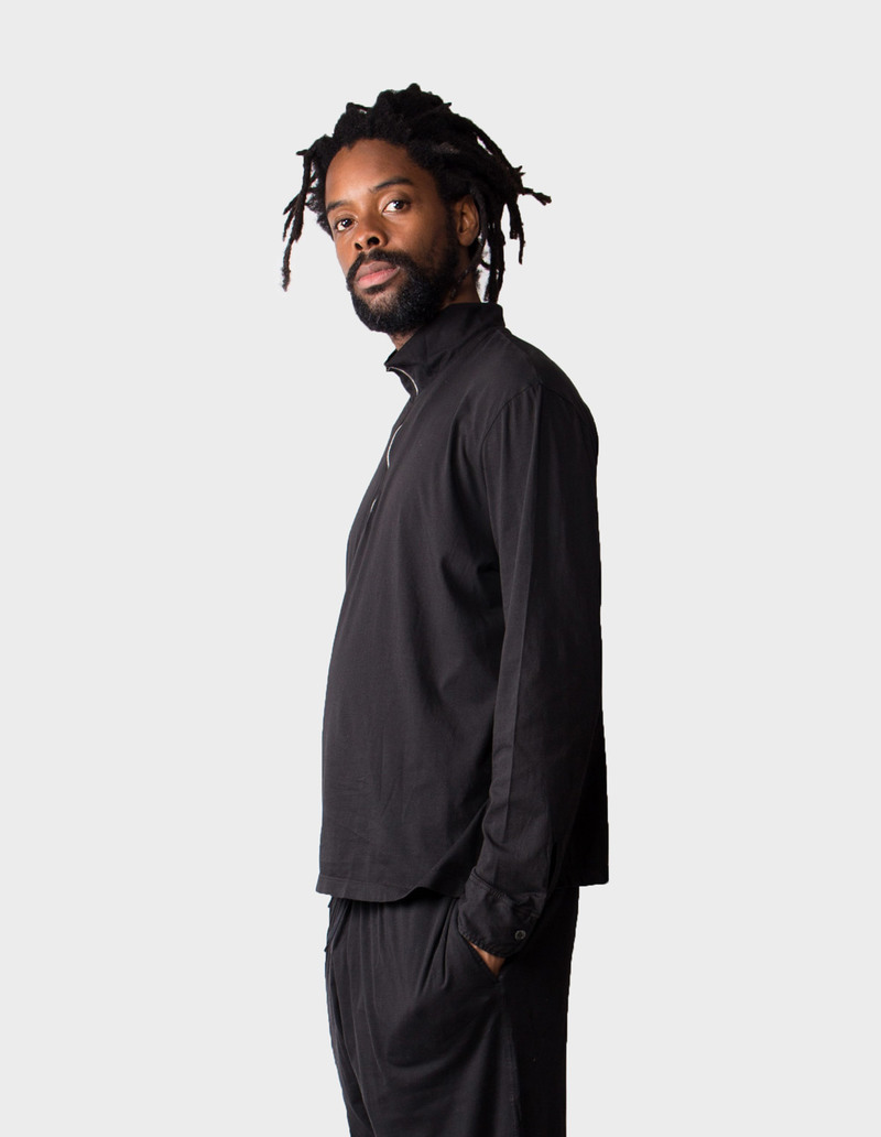 トップス our legacy 23aw zip polo Shrunken Full Zip Polo in Black Rib