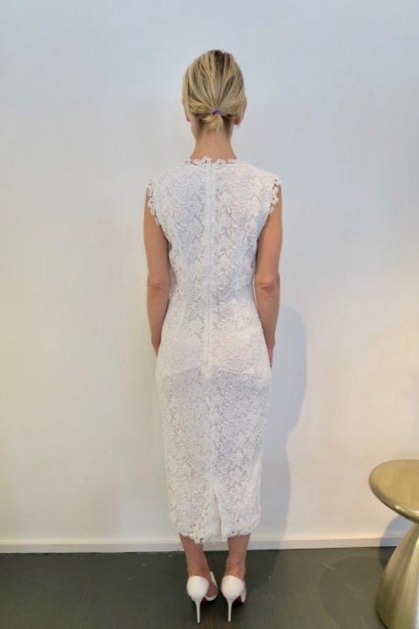 Ermanno Scervino Lace V Neck Dress - White | Garmentory