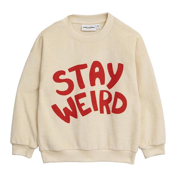 KIDS Mini Rodini Sweatshirt With Stay Weird Print - Off-White KIDS Mini Rodini Sweatshirt With Stay Weird Print - Off-White