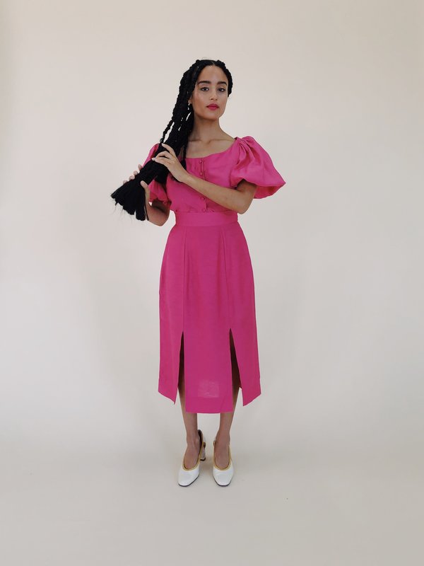 Hannah Kristina Metz Silk-Linen Emma Skirt - Fuchsia Hannah Kristina Metz Silk-Linen Emma Skirt - Fuchsia