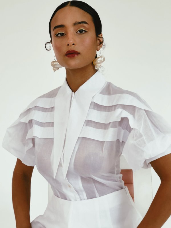Hannah Kristina Metz Cotton Organza Frank Blouse - White Hannah Kristina Metz Cotton Organza Frank Blouse - White