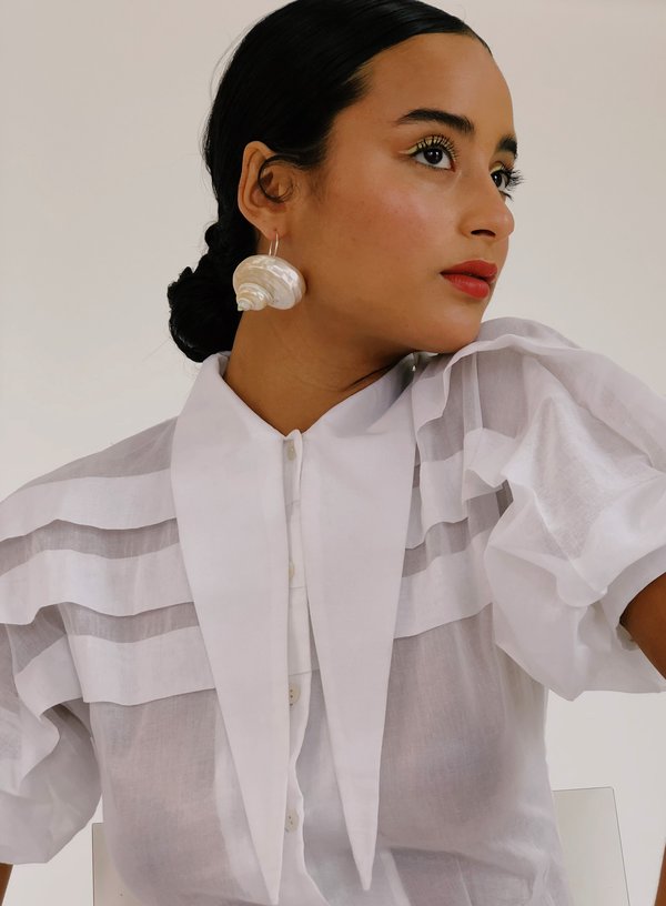 Hannah Kristina Metz Cotton Organza Frank Blouse - White Hannah Kristina Metz Cotton Organza Frank Blouse - White