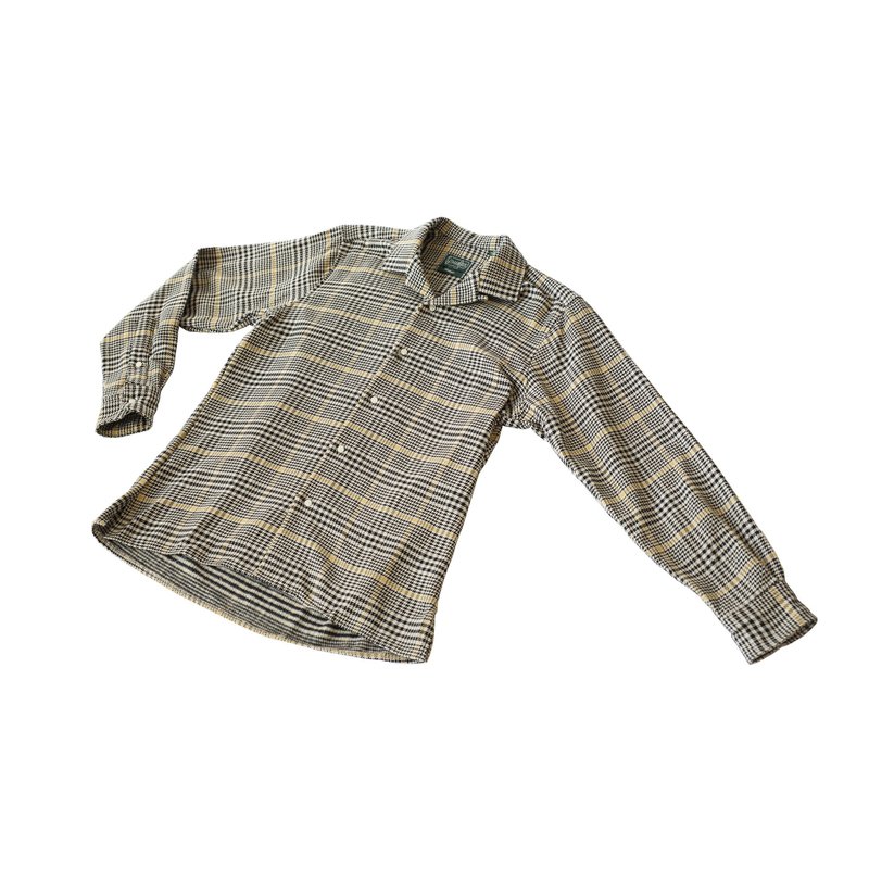 Gitman Bros. Vintage Cotton Houndstooth Tweed Long Sleeve Camp Shirt - Black