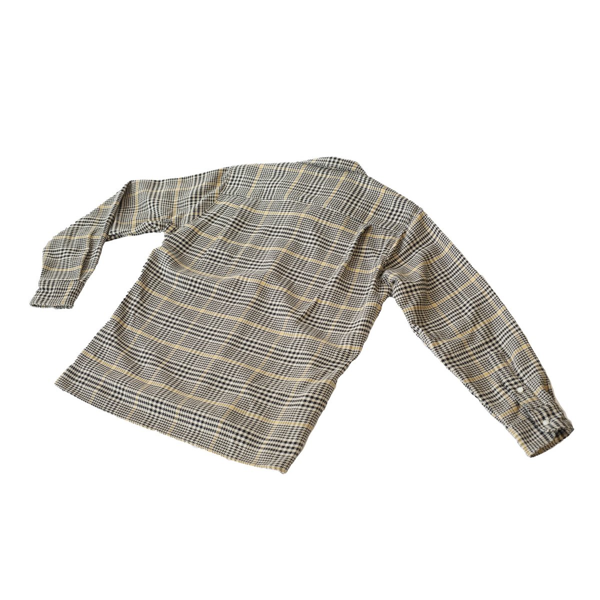 Gitman Bros. Vintage Cotton Houndstooth Tweed Long Sleeve Camp Shirt - Black - Image 4 of 5