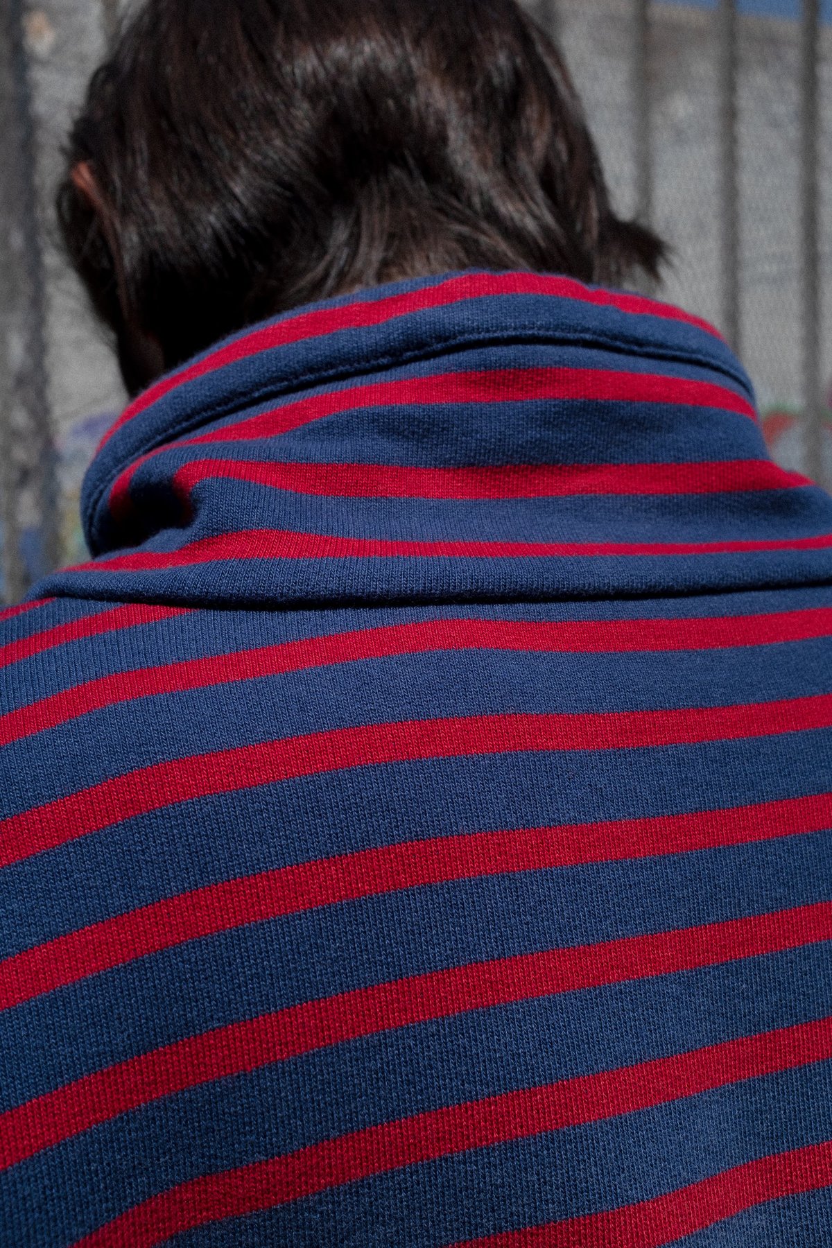 Martine Rose Sunbleached Red Striped Batwing Drawcord Pullover - Image 7 of 12