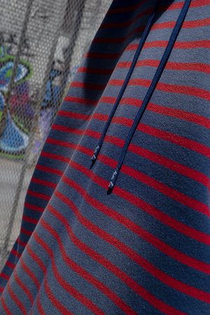 Martine Rose Sunbleached Red Striped Batwing Drawcord Pullover Martine Rose Sunbleached Red Striped Batwing Drawcord Pullover