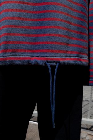 Martine Rose Sunbleached Red Striped Batwing Drawcord Pullover Martine Rose Sunbleached Red Striped Batwing Drawcord Pullover