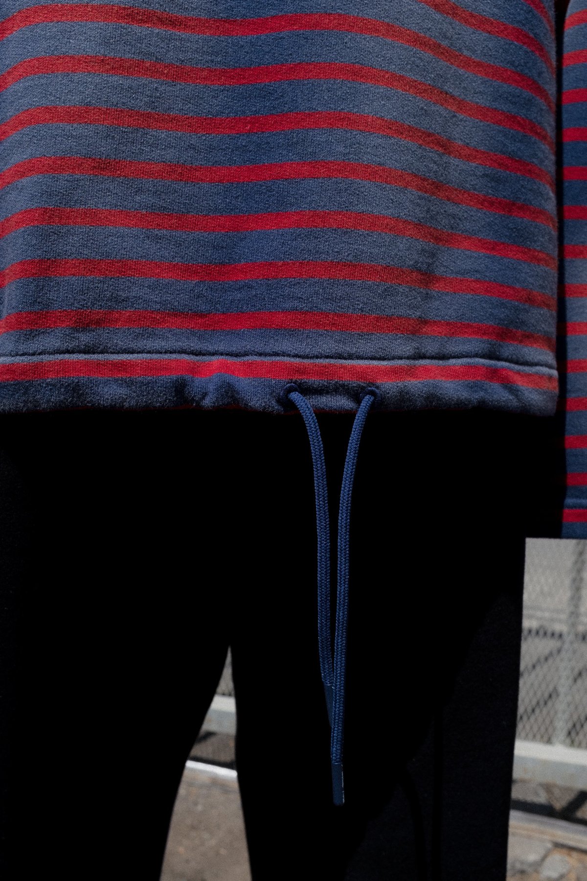 Martine Rose Sunbleached Red Striped Batwing Drawcord Pullover - Image 10 of 12