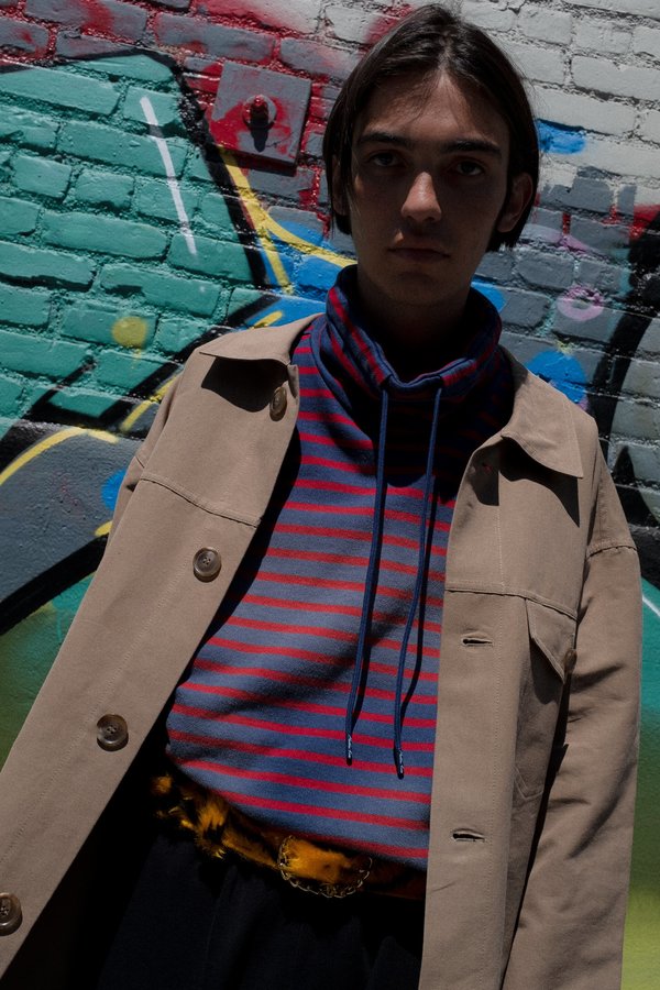 Martine Rose Sunbleached Red Striped Batwing Drawcord Pullover